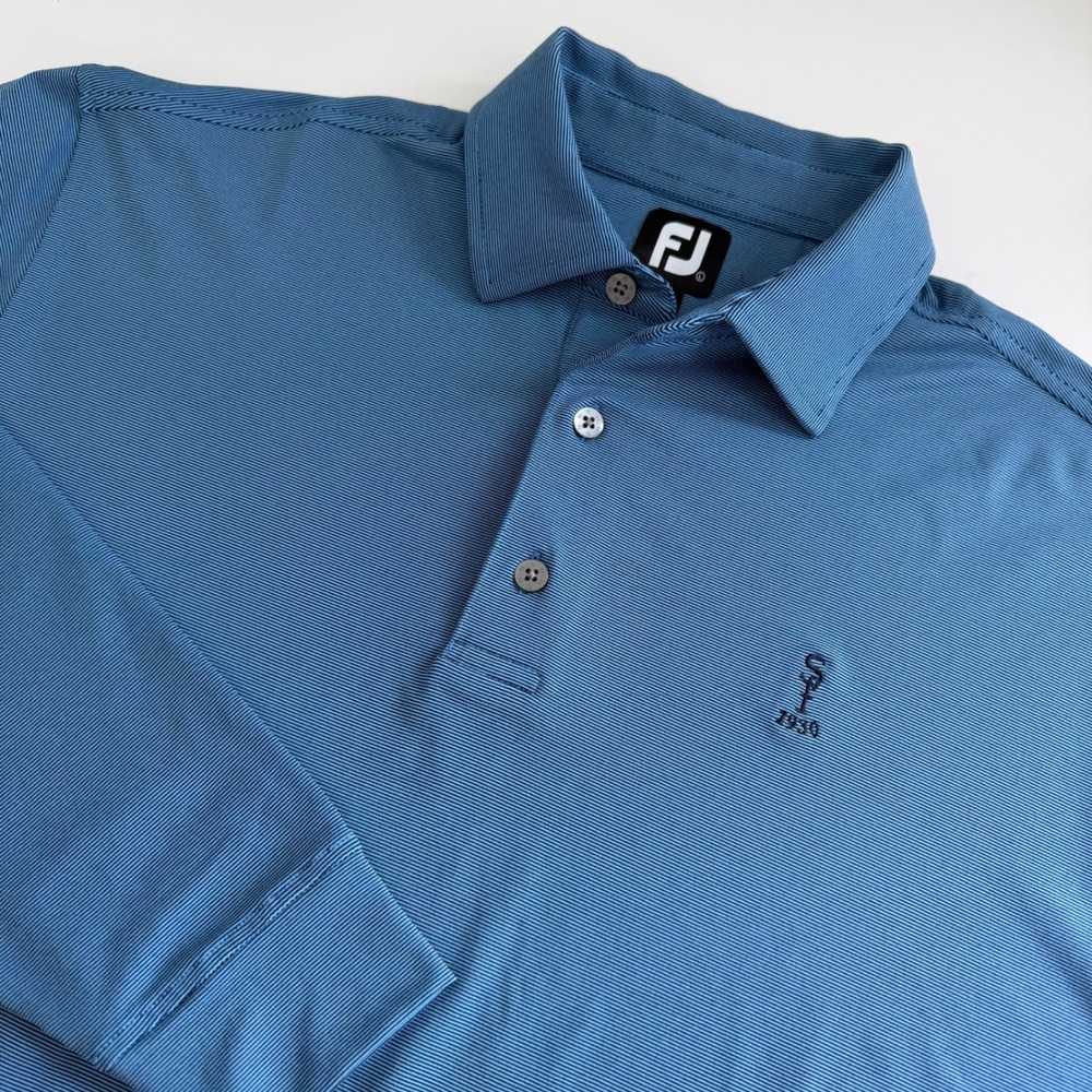 Footjoy FJ Blue Stripe Long‎ Sleeve Polo Men's Large Golf